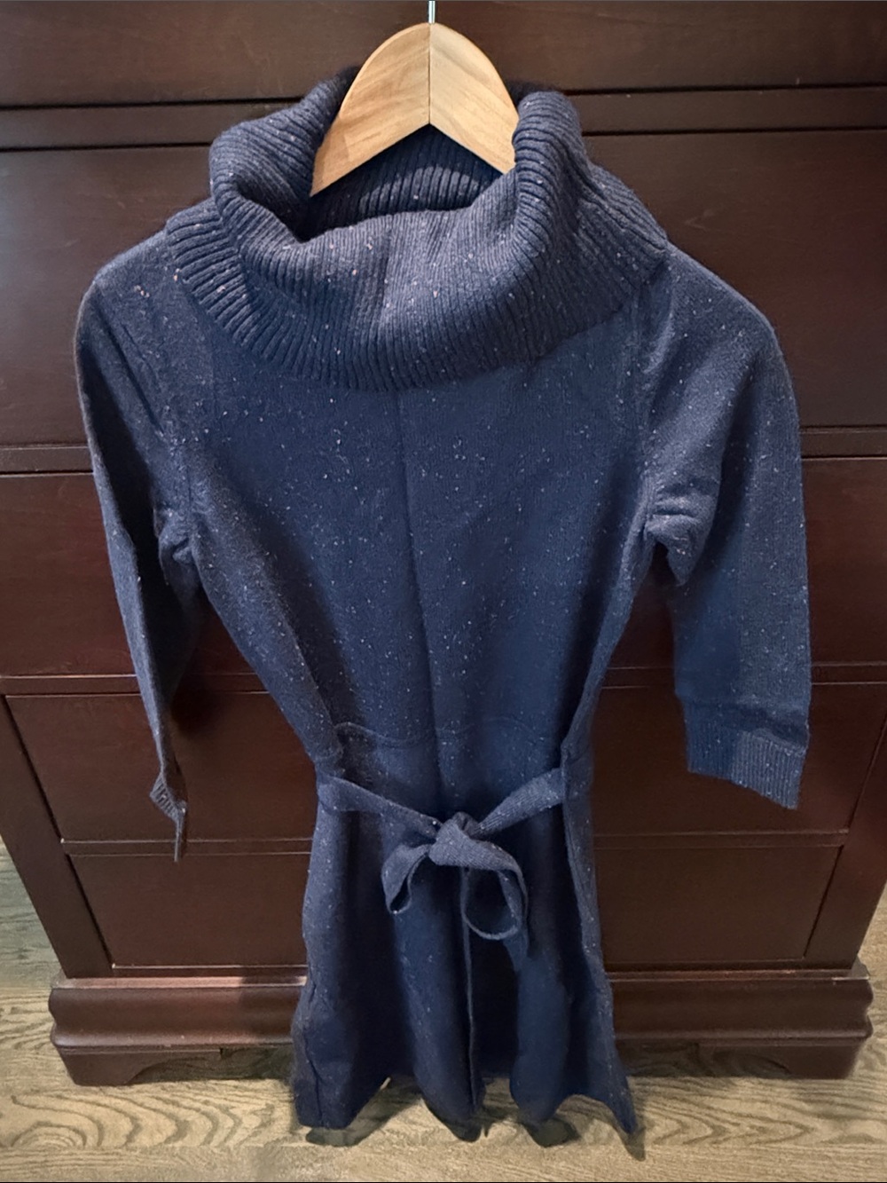 Talbots Navy Flecked Cowl Neck Sweater Dress